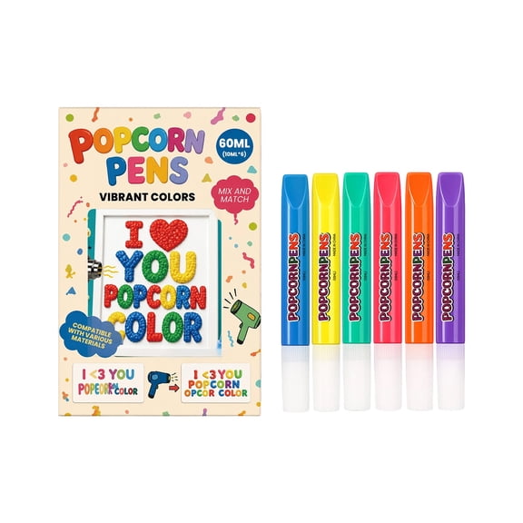 Magic Popcorns Pens 3D Puffy Drawing Kit, Bubble Art Markers Crafts | Magic Popcorns Pens, Create Raised 3D Puffy With Bubble Pens, Includes 6 Vibrant Colors, Dries With Texture color 2