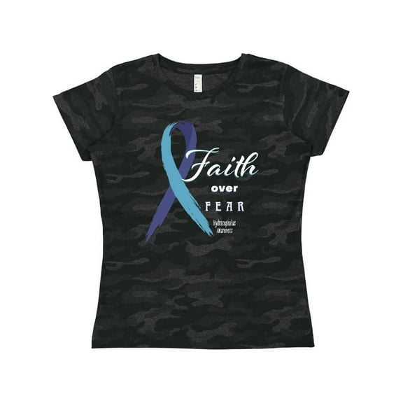 Inktastic Faith over Fear Hydrocephalus Awareness with Blue Ribbon Women's T-Shirt