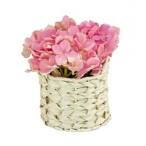 10 in. Mixed Mauve Hydrangea Bouquet in White Basket