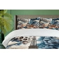 thumbnail image 4 of Ambesonne Leopard Duvet Cover Set, Eiffel Clouds and Wild Cat, Calking, Night Blue Rust Eggshell, 4 of 6