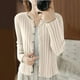 thumbnail image 1 of Suéter de cuello redondo para mujer, suéter de punto con botones, manga larga, color liso, con rayas, blusa para mujer, 1 of 3