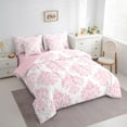 thumbnail image 3 of Erosebridal Vintage Dasmark Floral Bedding Sets Twin Size,Retro Gothic Theme Comforter Sets with Sheets,Lightpink Jacquard Design Bed in a Bag,Microfiber Bedroom Decoration Reversible,7-Piece, 3 of 7