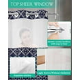 thumbnail image 4 of No Hook Shower Curtain with Snap in Liner, Modern Abstract Geometric Dark Blue Vintage Geometric Pattern Shower Curtains for Bathroom, Washable Shower Curtain Liner Set with Mesh Top Window, 72"x96", 4 of 6
