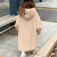 thumbnail image 7 of OGLCCG Girl's Faux Fur Long Jacket Fuzzy Fleece Open Front Long Cardigan Coat with Hood Thickened Warm Winter Fluffy Jacket with Pockets 5-14 Years, 7 of 7