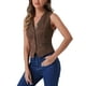 thumbnail image 4 of CHALECO SIN MANGAS DE SUEDE FALSO V DE MUJER INSPIRAR CHIC CON BOTONES VINTAGE CASUAL COLOR MARRÓN TAMAÑO XS, 4 of 5
