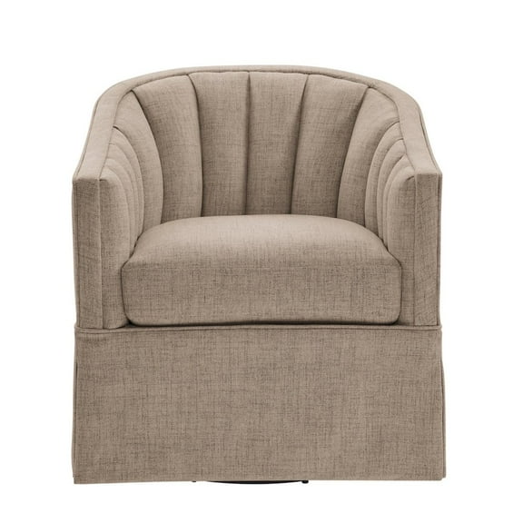 Comfort Pointe Sanibel Stone Polyester Fabric Skirted Swivel Accent Chair