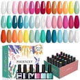 thumbnail image 1 of Set de esmaltes de uñas en gel PHOENIXY, 24 unidades, 21 colores, con capa base, 1 of 7