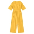 thumbnail image 4 of XFeng Linen Blend Wide Leg Jumpsuit for Women, V Neck High Waist One Piece Outfit for Casual Summer Wear, 4 of 4