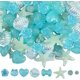 thumbnail image 1 of 140 piezas de 8 estilos de abalorios de resina azul con forma de corazón, cabujones con base plana de flores, conchas, estrellas de mar, osos, adornos transparentes y opacos., 1 of 6