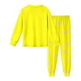 thumbnail image 5 of FINALGANG Valentine's Day Girls Kids 2 Piece Homewear Set Cartoon Bow Prints Long Sleeve Lapel Button Down Top Loose Fit Pants For Casual Daily Home Relaxation Cozy Outfits, 5 of 6
