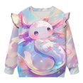 thumbnail image 5 of Yuyamidu Axolotl Toddler Girl Sweatshirt 1T 2T Cute Going Out Long Sleeve Ruffle Shoulder Crewneck Sweatshirts Pullover Tops Soft Lightweight Play Wear for School Outdoor, 5 of 8