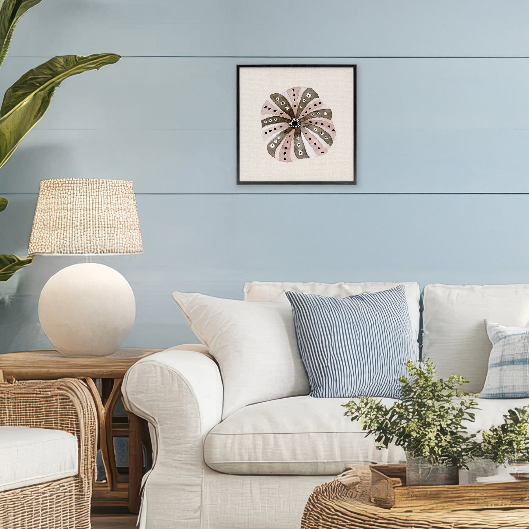 Stupell Industries Taupe Striped Sea Urchin Black Framed Giclee Art, design by Lanie Loreth