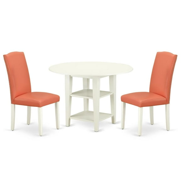 East West Furniture Dining Room Set Linen White, SUEN3-LWH-78