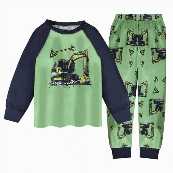 NOLDARES Pajamas Sets Viscose from Bamboo Toddler Boys Snug Fit Pjs Kids Short Sleeve Graphic Top & Pants Breathable Sleepwear 6-24 Months 2t 3t 4t 5t 6t 7t 8t 9t Children,Green,6-7 Y