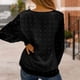 thumbnail image 4 of Blusa de gasa con manga larga y cuello redondo para mujer, para oficina, hogar, trabajo, negro, M, 4 of 6