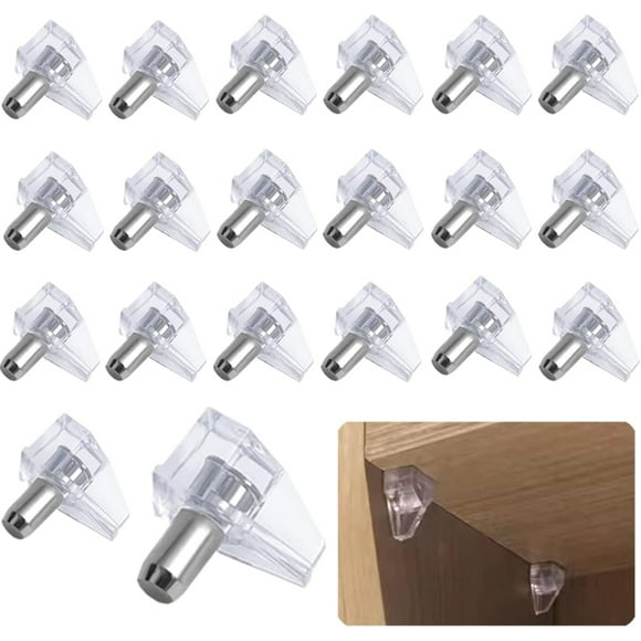 shiyou-20 Pcs Clear Shelf Support Pegs, Clear Plastic Shelf Pegs, Cabinet Shelf Supports Pins, Clear Shelf Pins Shelf Support Pegs, Shelf Holder Pins, Shelf Holder Replacement Peg, Bracket Steel Pin,
