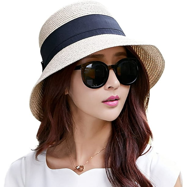 Siggi Womens Floppy Summer Sun Beach Straw Hats Accessories Wide Brim Foldable Beige 57cm 56 57.5cm 22 22.6 7 7 1 8 Walmart