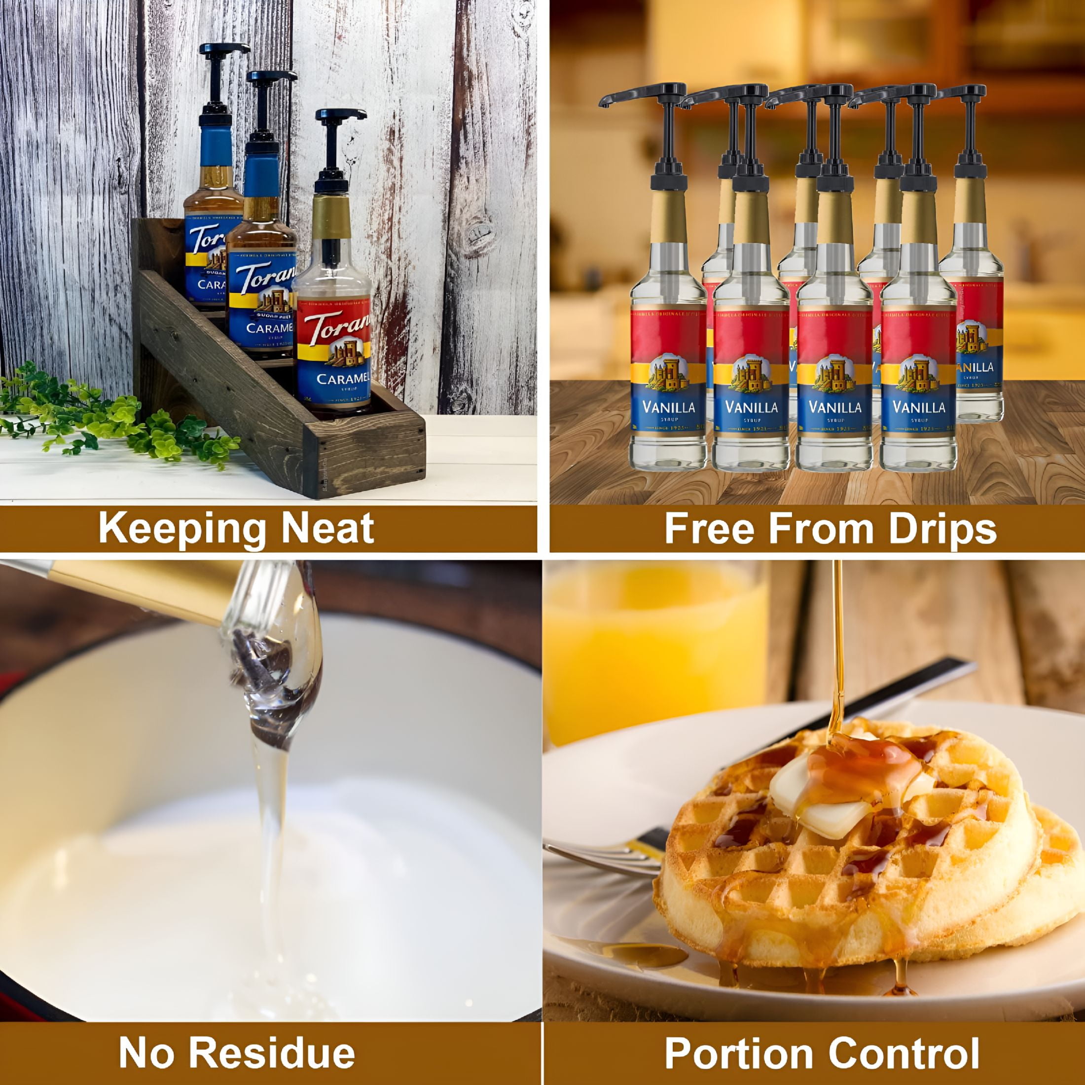 ACDANC 2026 New Coffee Syrup Pump,Compatible with Skinny Syrups - Syrup Pump Dispenser Fits 750Ml Bottles, for Coffee Shop, Home, Cafe, Black (Pack of 6)