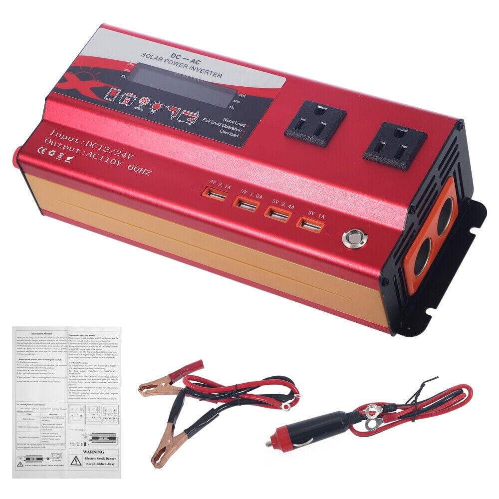 JAHY2TECH Pure Sine Wave 12V 900W Continuous 6000W Surge Power Inverter LED Display for Truck
