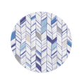 thumbnail image 2 of JSDART Serviette de Plage Ronde 60 Pouces Couverture Bleue Motif Chevrons Dessiné à la Main Composition Parfaite Beige Abstrait Voyage Cercle Tapis Circulaire Jeté de Plage, 2 of 2