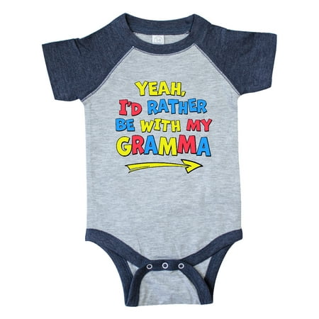 

Inktastic Yeah I d Rather be with My Gramma in Red Yellow and Blue Gift Baby Boy or Baby Girl Bodysuit