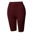 thumbnail image 2 of A2Y Women's Basic Yoga Polyester Mid Thigh High Rise Biker Bermuda Shorts Burgundy L, 2 of 5