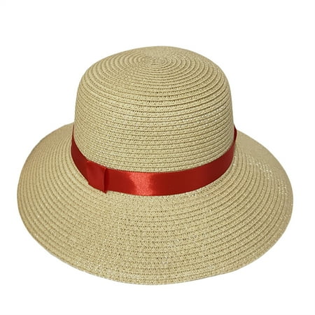 

Genuiskids Kids Bowler Straw Hat Foldable Wide Brim Beach Sun Caps for Toddler Girl Boy Summer Seaside Outdoor