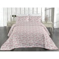 thumbnail image 2 of Ambesonne Nordic Quilted Bedspread Set 3 Pcs, Scandinavian Floral Abstract, Queen, Pastel Pink and Pale Grey, 2 of 4