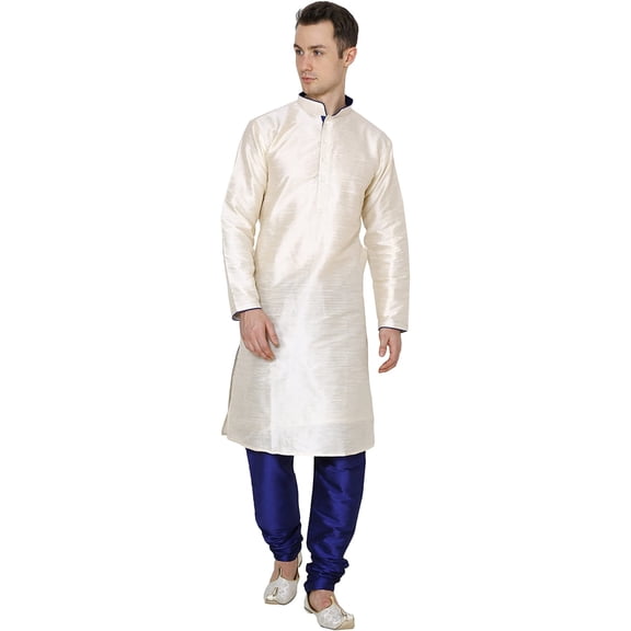 Royal Kurta Men's Dupion Silk Kurta Pyjama Set Beige