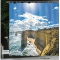 thumbnail image 3 of Ambesonne Coastal Shower Curtain, Landscape of a Sunny Coast, 69"Wx75"L, Sky Blue Mustard and Teal, 3 of 4