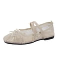 thumbnail image 3 of HTHLVMD Lace Ballet Flats, Mary Janes, Cross Strap Flats, Breathable Mesh Shoes, Women's Lace Ballet Flats Cross Strap Mesh Breathable Mary Jane Shoes Low Cut Slip-On Dress Flats, Beige 5.5, 3 of 7