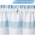 thumbnail image 3 of BeesClover Cafe Curtains 45 Inches Length Farmhouse Waffle Weave Textured Half Window Curtains for Bathroom Rod Pocket Yarn Dyed Striped Pattern Tier Curtains for Living Room, Blue, Set of 2, 3 of 7