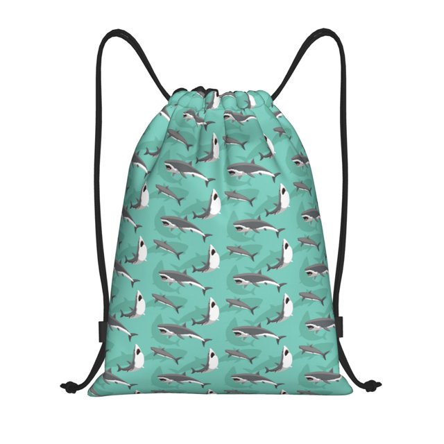 Fotbe Great White Shark Bolsa Mochila con Cordón Estampada, Bolsa de Gimnasio Deportiva, Bolsa Cinch, Bolsa con Cordón para Hombres y Mujeres-Medium