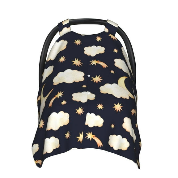 Car Seat Cover Baby - cute clouds moon stars Starry sky Breathable Infant Car Seat Cover for Baby Carseat, Lightweight Comfort Baby Essentials Must Haves Newborn Stuff for Girl Boy