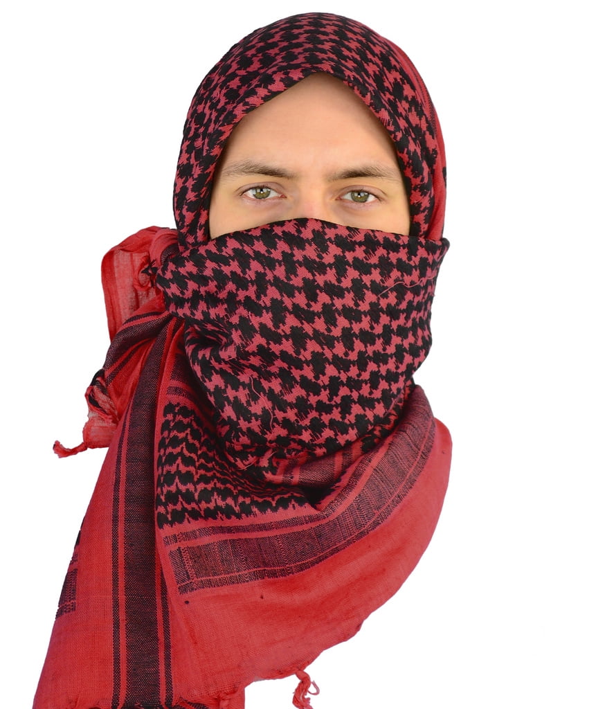 Shemagh Keffiyeh Islamic Headscarf Red/Black Large Arab Scarf 