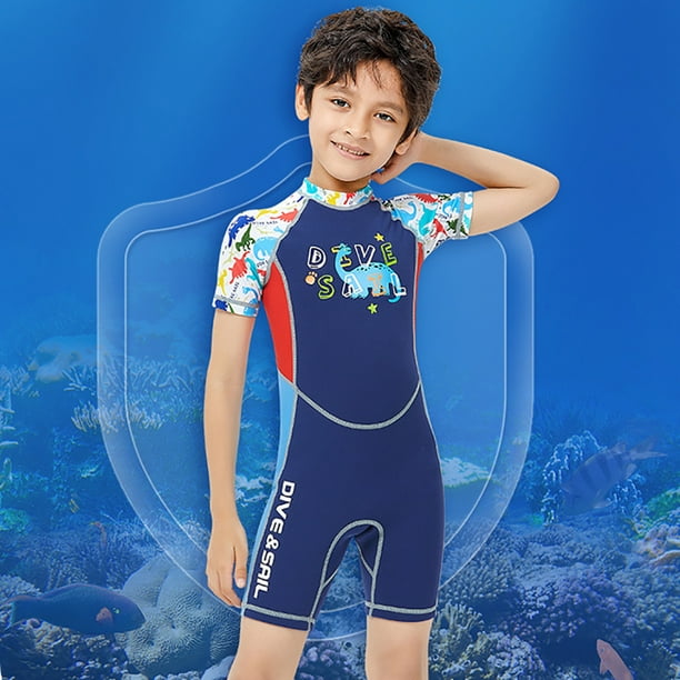 Kids Wetsuit Diving Suit One-Piece Sunprotection Cold Body Surfing Clothes  Short Feeling Cartoons Bathing Suit Surfing Swimwear for Swimming Diving M