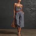 thumbnail image 2 of Purcolt Overalls for Women Dressy Casual Square Neck Spaghetti Strap Wide Leg Cropped Baggy Jumpsuit Lightweight Loose Fit Rompers with Pockets, No Belt, 2 of 8