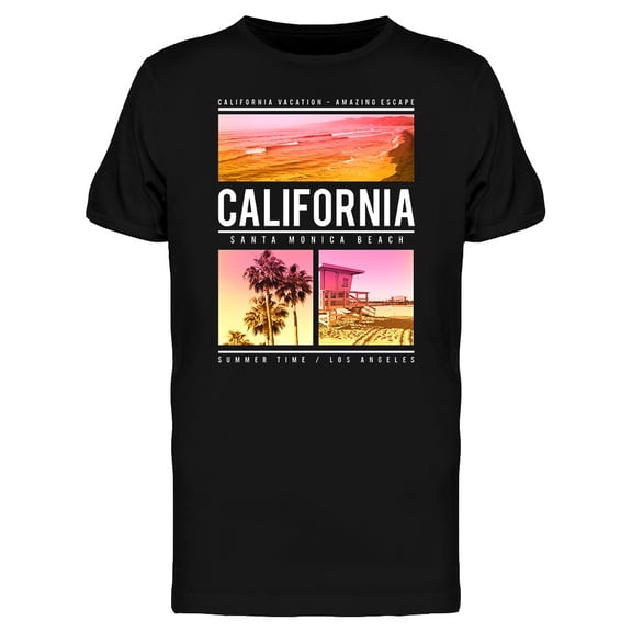 Santa Monica Beach Photo T-Shirt Men -Image by Shutterstock, Male Large