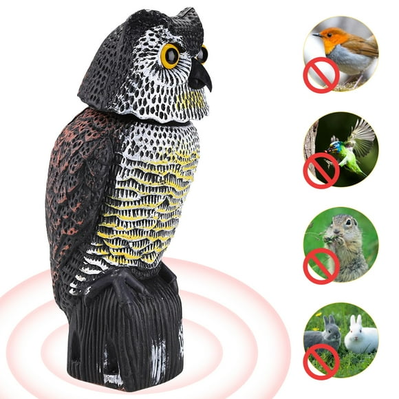 Jouet Hibou Épouvantail, Tête Rotative Hibou en Plastique, Dissuasifs pour Oiseaux, Leurres Hibou pour Effrayer les Oiseaux pour le Contrôle des Oiseaux, Protecteurs de Cour et de Jardin Extérieurs