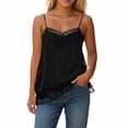 thumbnail image 4 of JIAYUE Women's Tank Tops Solid Color Sleeveless V-Neck Lace Trim Fitted Fashion Spaghetti Strap For Everyday Wear Cozy Female Camisole, 4 of 5