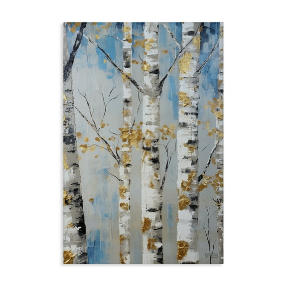 Stupell Industries Birch Trees Foliage Landscape Painting Gallery Wrapped Canvas Art Print Wall Art, 16 x 24