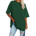 thumbnail image 2 of Kcodviy T-Shirt Ample pour Femmes, Nouveaux T-Shirts Amples à Manches Courtes pour Femmes, Col Rond, Manches Longues, Compression, Blouse Décontractée à Manches Courtes, 2 of 7