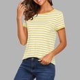 thumbnail image 2 of Vrorvz Striped Shirts for Womens Short Sleeve Breathable Lightweight Summer Tee Trendy Vacation Beach Tops, 2 of 5
