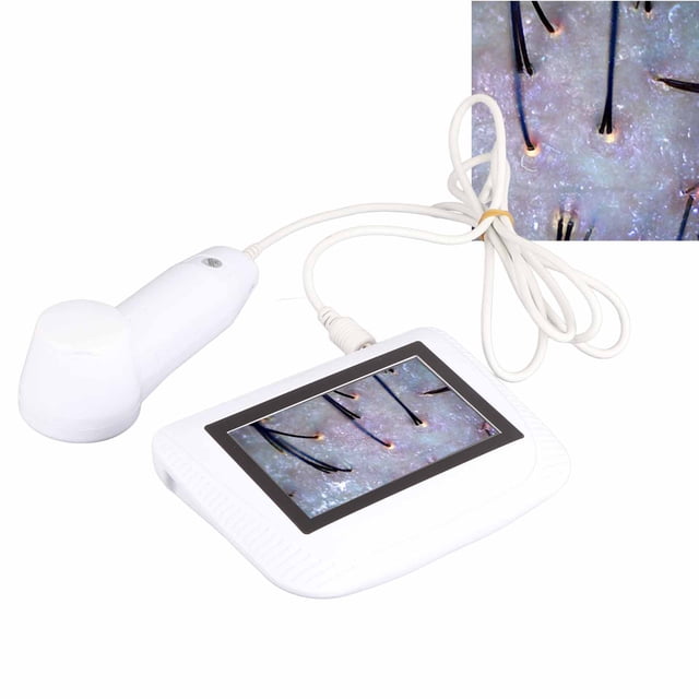 Detector de Piel y Folículos Pilosos, analizador Recargable del probador del cuero cabelludo con lente 50x, 200x para espinillas, manchas de color, contenido de