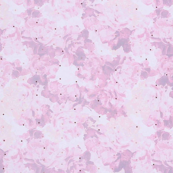 Zelouf Full Bloom Floral Print Riveted Pearl Mesh , Sewing, DIY, Crafts Fabric by the Yard, Watermelon Bliss, 3 Yard