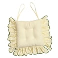 thumbnail image 1 of Cojín de silla elegante de 40 x 40 cm para el hogar, comedor, cuadrado, con lazos y borde con volantes. Beige, 1 of 7