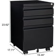 thumbnail image 3 of 3 Drawer Mobile File Cabinet Under Desk Office, 3 Drawer Locking File Cabinet, Fully Assembled Except Casters, Letter/Legal Size (Black), 3 of 14
