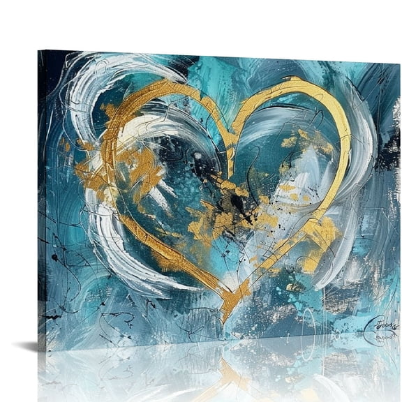 JEUXUS  Large Infinity Love Canvas Wall Art Abstract Infinity Heart Sign Forever Love Romantic Picture for Bedroom Home Wall Decor Gift Ready to Hang  20x16in