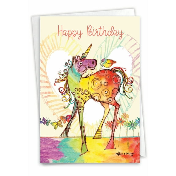 1 Birthday Card with Envelope - Happy Unicorns C7245ABDG