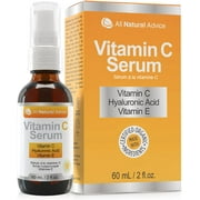 Vitamin C Serum For Face with Hyaluronic Acid & Vitamin E – Facial Serum - Organic Face Care -Proud Canadian Company, 60ml / 2oz (All Natural Advice)